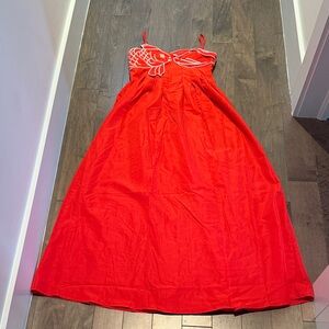 FarmRio Style Red Goldfish Maxi Dress NWOT